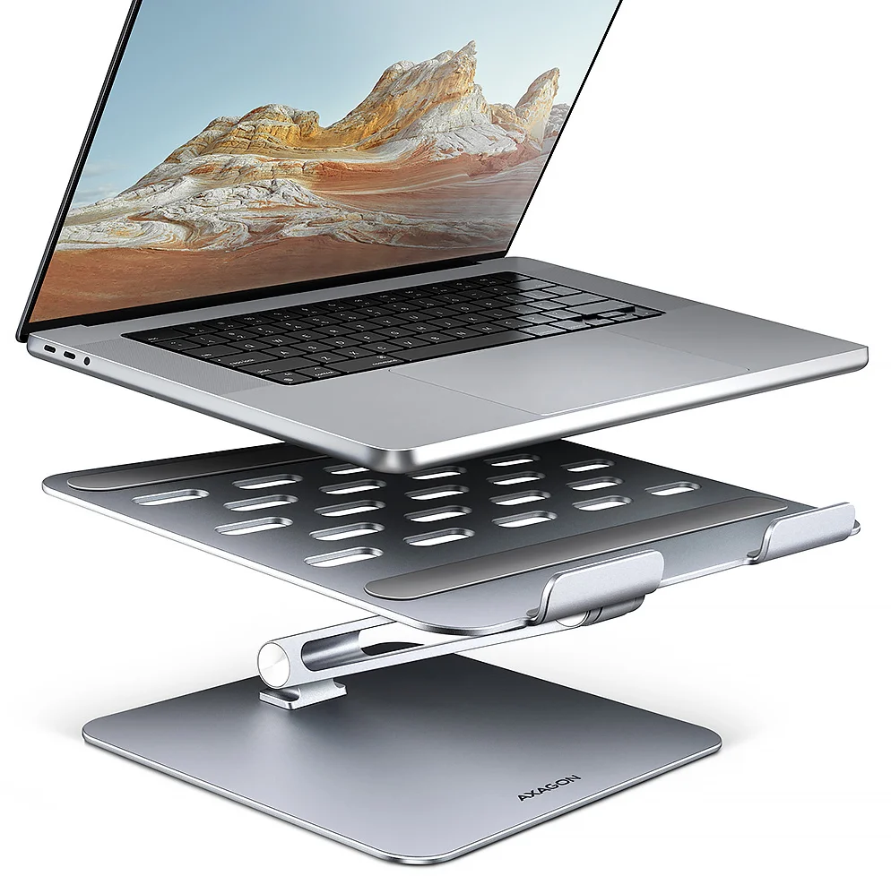AXAGON Suporte Elevatório para Portáteis Regulável Aluminio