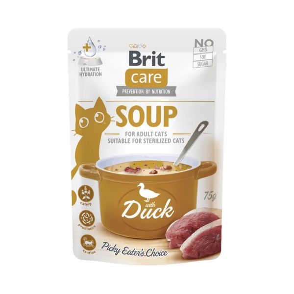 Ração Húmida Brit Care Cat Soup with Duck 15 x 75g