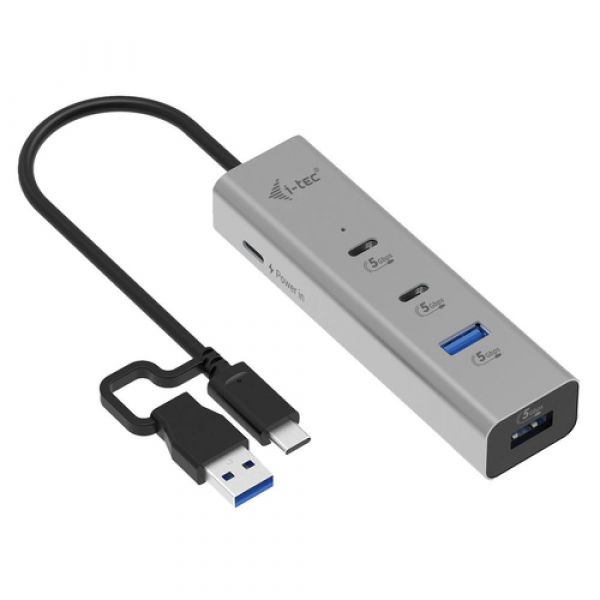 I-Tec CAHUBMETAL2A2CPD Hub USB-C + USB-A 7 Portas Metal Prateado
