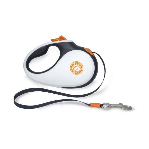 Kiwi Walker Trela Extensível Preto, Branco e Laranja S