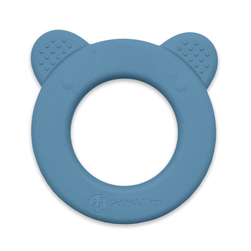 Mordedor de silicone com chocalho Petite&Mars Beary Petrol Blue