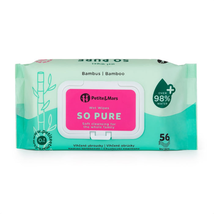Toalhitas bamboo biodegradável 56 unidades Petite&Mars SO PURE