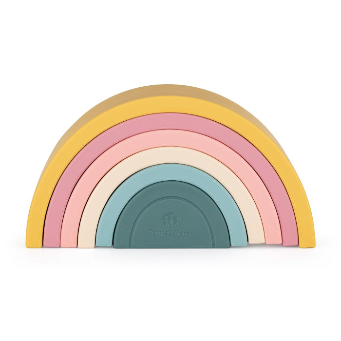 Brinquedo empilhável de silicone Petite&Mars Rainbow Intense Ochre