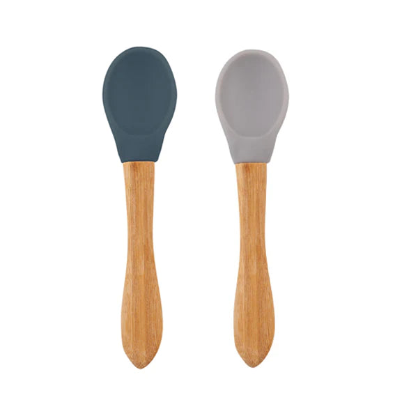 Minikoioi Colheres Bambu Cinza e Azul