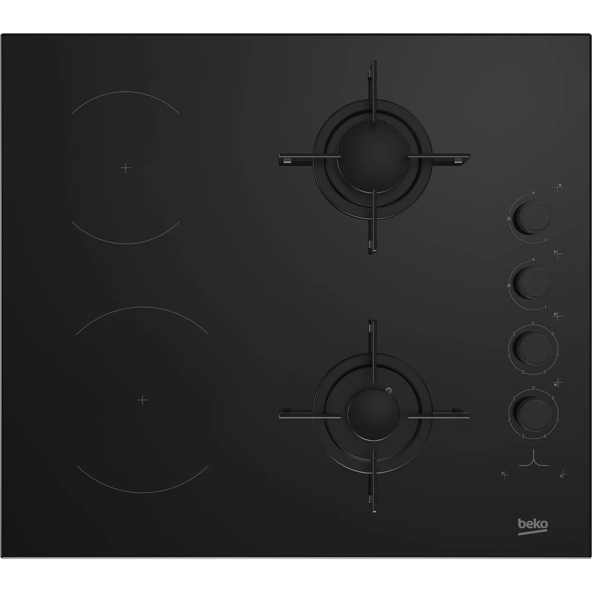 Placa Combinada Beko HILM 64120 S | 2 Gás, 2 Vitrocerâmica, 60cm