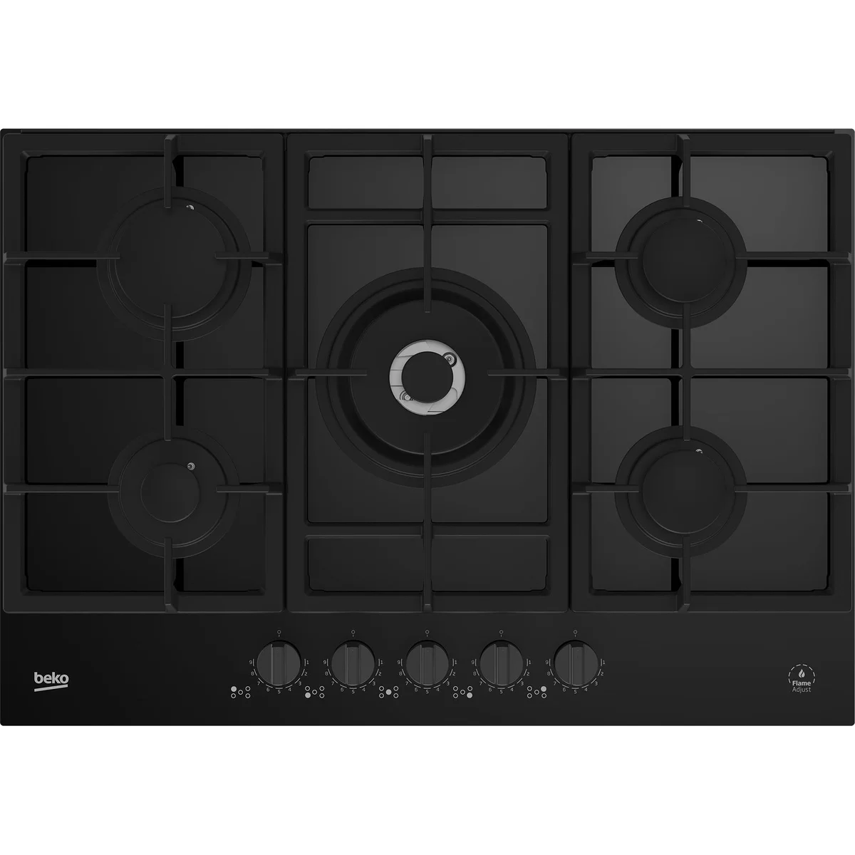 Placa a Gás Beko HILW 75325 SDX | 75cm, 5 Zonas, Preto