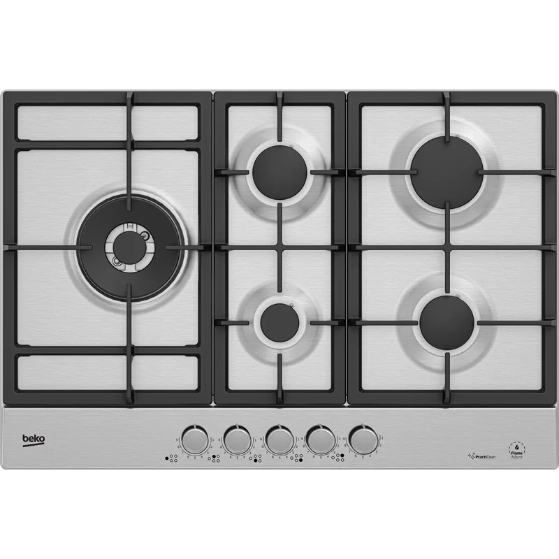Placa a Gás Beko HIAL75226SXE | 75cm, 5 Queimadores, Ferro Fundido