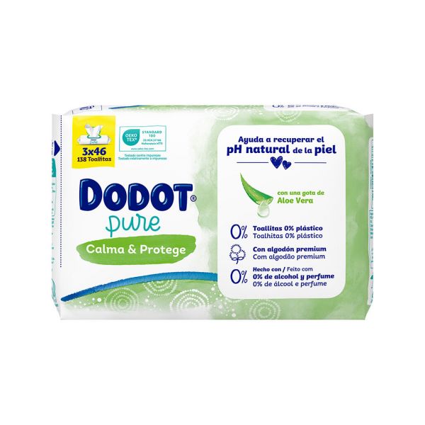 Dodot Toalhitas Pure Calma & Protege Pack 3x46 unidades