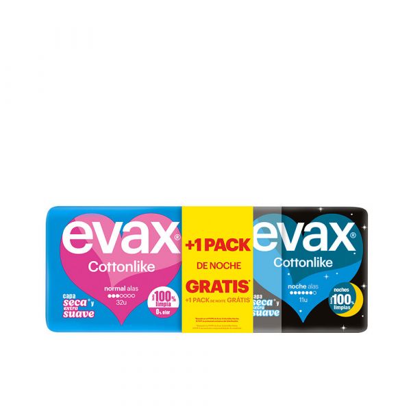 Evax Cottonlike Pensos Normais Dia 32 Unidades + Noite 11 Unidades