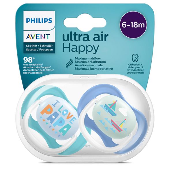 Philips Avent pack 2 chupetas ventiladas Ultra Azul 6-18 meses