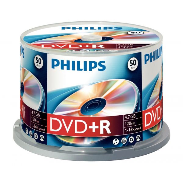 Philips DVD+R 4,7GB 16x Cakebox Pack de 50 - DR4S6B50F