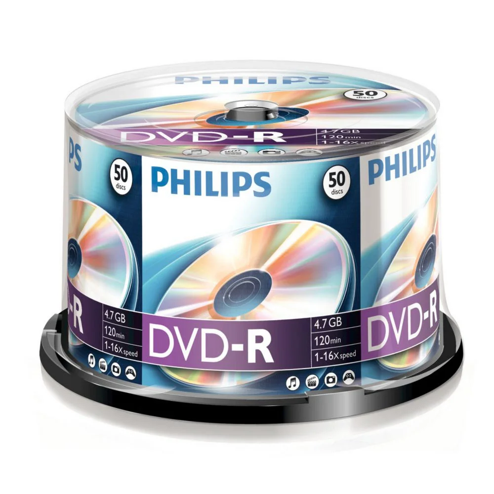 Philips DVD-R 4,7GB 16x Cakebox (50 unidades)