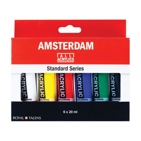Amsterdam Estojo Iniciação Acrílico, 20 ml, 6 Cores