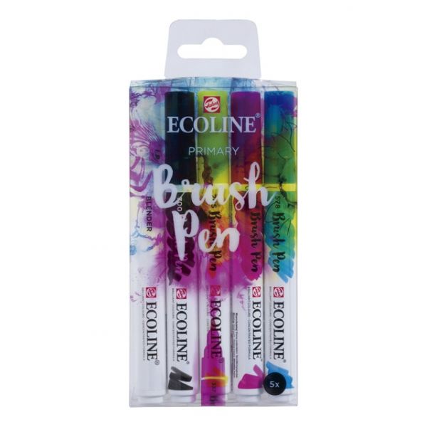 Talens Caneta Brush Ecoline Ponta Brush 5 Cores Primárias