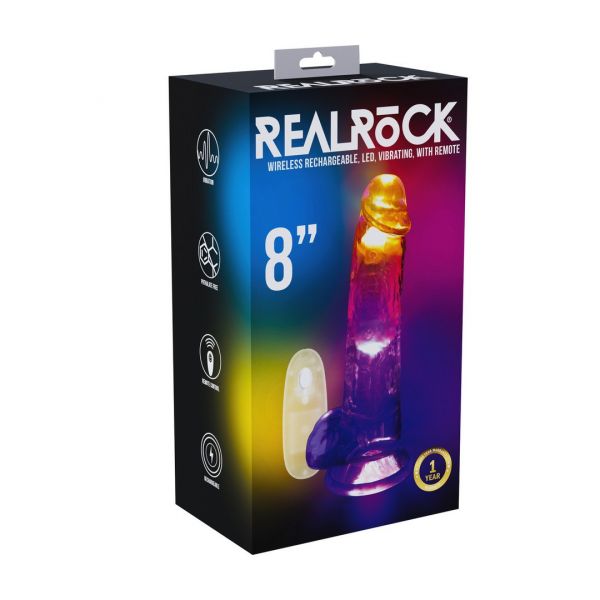 RealRock Vibrador Realístico LED com Comando 8"