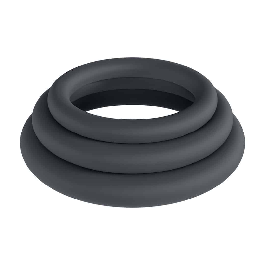 Conjunto De 3 Anéis Clássicos Para O Pénis L/Xl/Xxl Preto Levelz