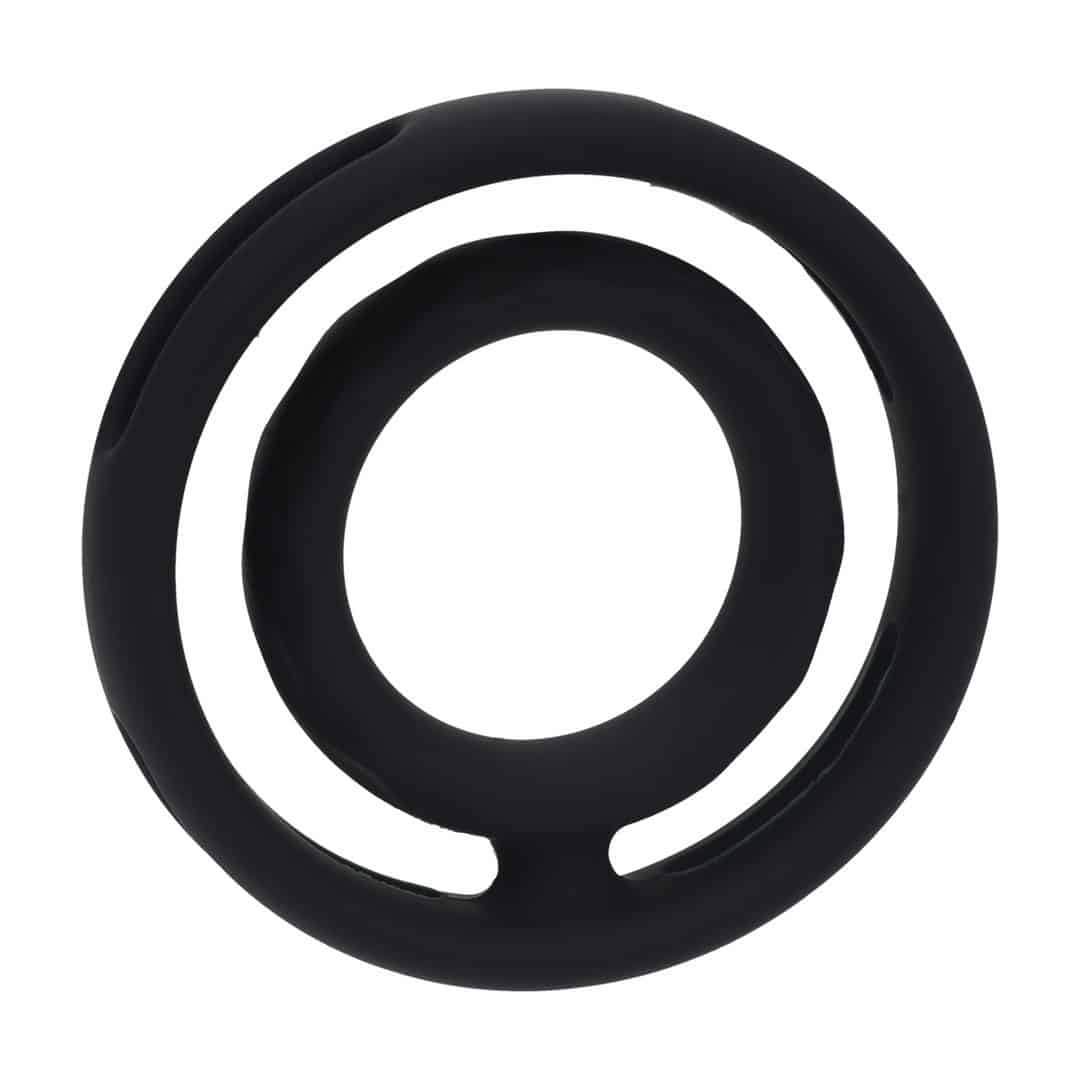 Anel Para O Pénis E Testículos Clássico Em Silicone Com Estrias Preto Levelz