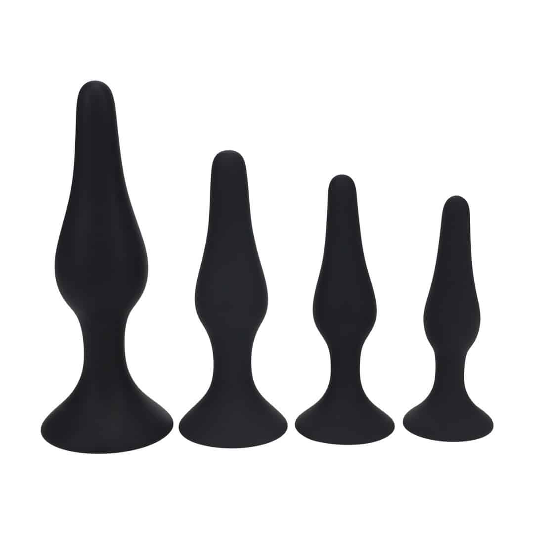 Conjunto De 4 Plugs Anais Em Silicone Slim S/M/L/Xl Preto Levelz