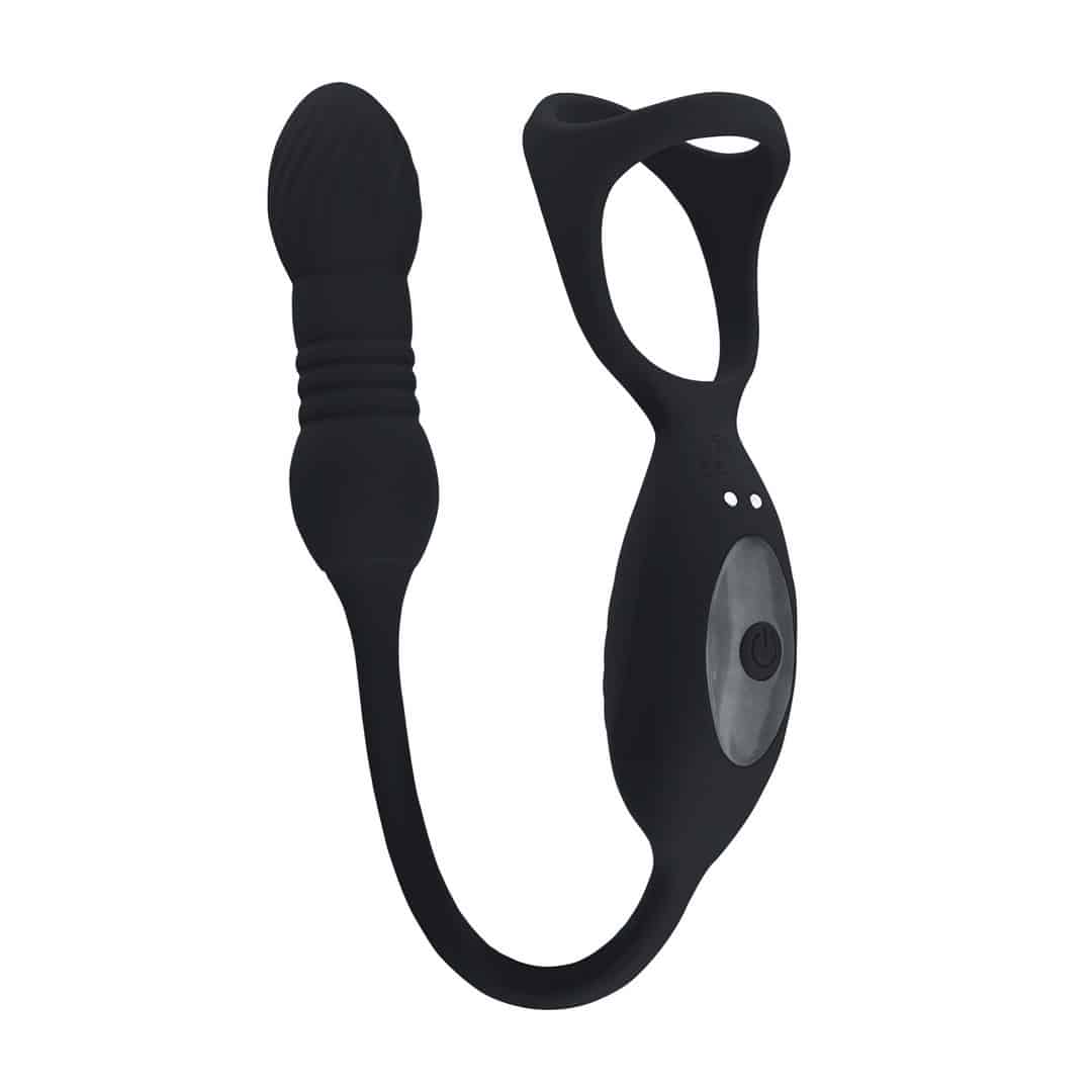 Anel Para O Pénis Vibratório Com Impulso E Estimulador Preto Levelz