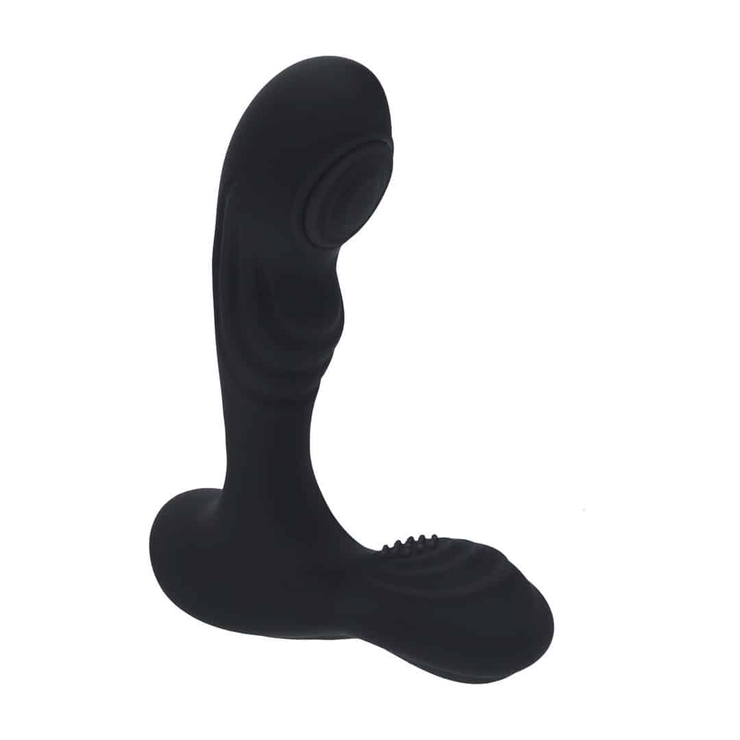 Estimulador De Próstata E Testículos Em Silicone Com Vibração E Pulsação Preto Levelz