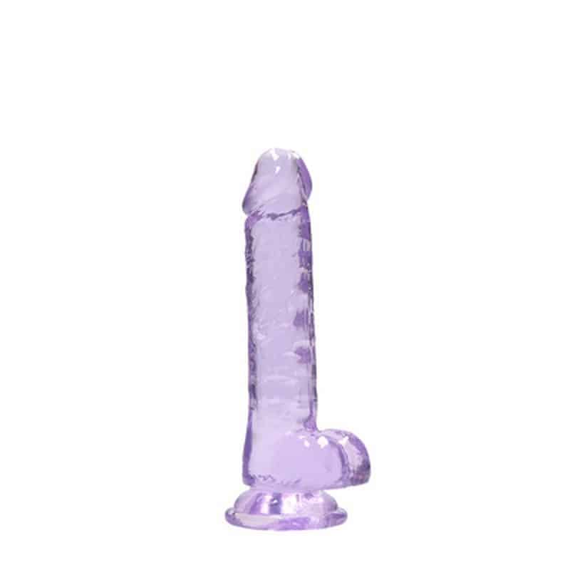 Dildo Realista Com Testículos Crystal Clear 7 /18 Cm Roxo Realrock