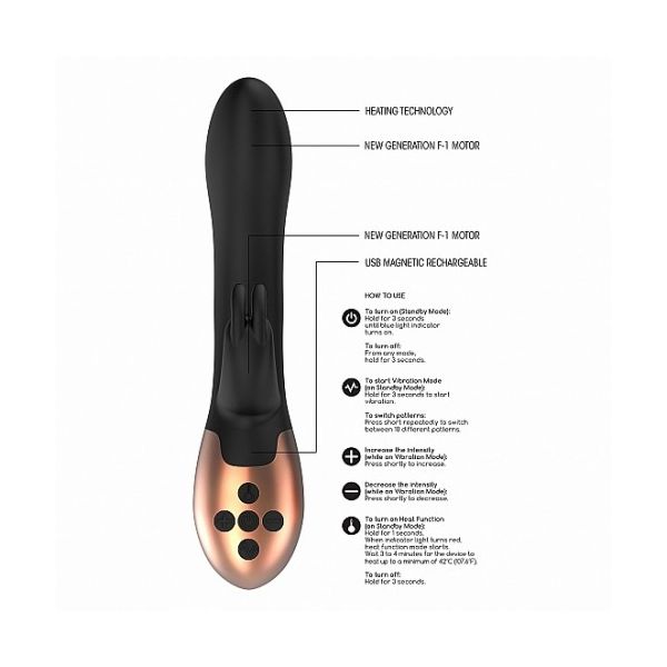 Elegance Vibrador com Aquecimento Recarregável Opulent Elgance Preto