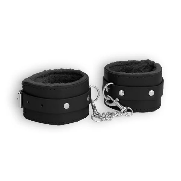 Shots Toys Ouch! Plush Leather Wrist Cuffs Pretas