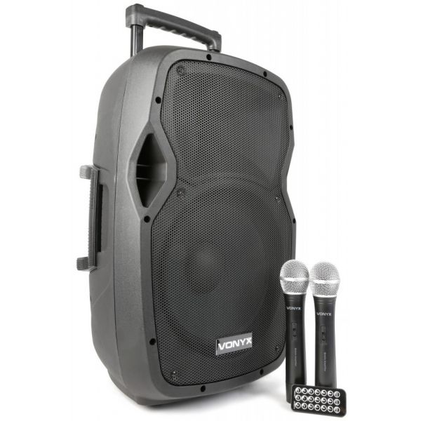 Vonyx Coluna Amp. Portátil 12" 600W MP3/USB/SD/BLUETOOTH C/ 2x Microfone s/ Fios (AP1200PA) - 170.334