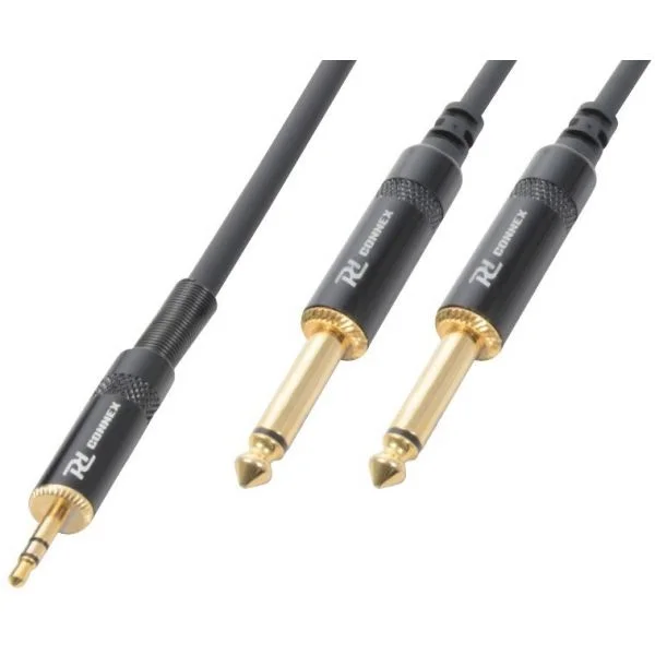 Power Dynamics Cabo Jack 3,5mm Macho Stéreo 2x Jack 6,35mm Macho Mono (1,5 Mts) Connex 177.131
