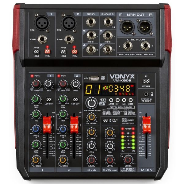 Vonyx Mesa de Mistura 6 Canais C/ Usb/bt/dsp (VM-KG06) - 172.594
