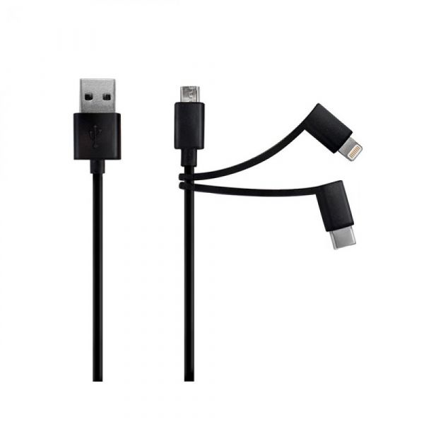 Cabo usb Metronic usb a / 3 em 1 Lightning Mfi / usb 1M Preto - 84467027