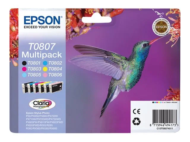 Epson T0807 Pack de 6 Cartuchos de Tinta Original – C13T08074011