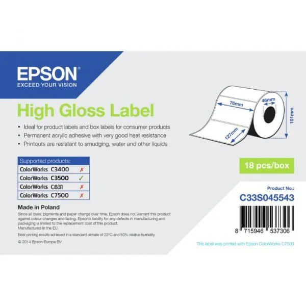 Epson Rolo De Etiqueta 76mmx127mm C3500
