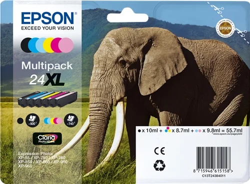 Epson T2438 (24XL) Pack de 6 Cartuchos de Tinta Original – C13T24384011