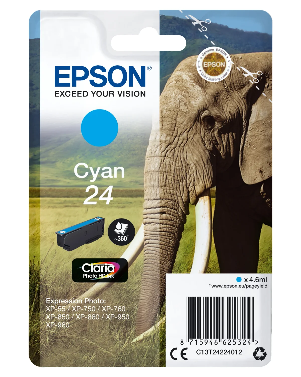 Epson Elephant C13T24224022 tinteiro 1 unidade(s) Original Ciano