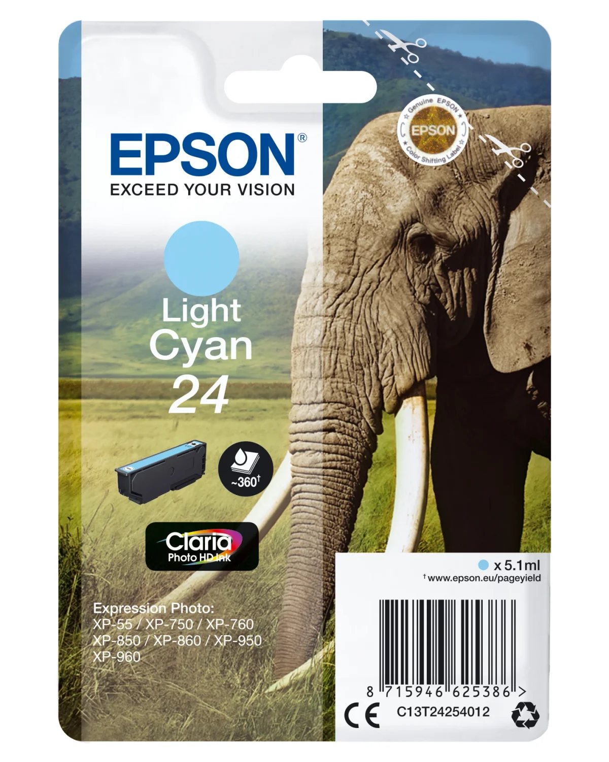 Epson Elephant C13T24254022 tinteiro 1 unidade(s) Original Ciano claro