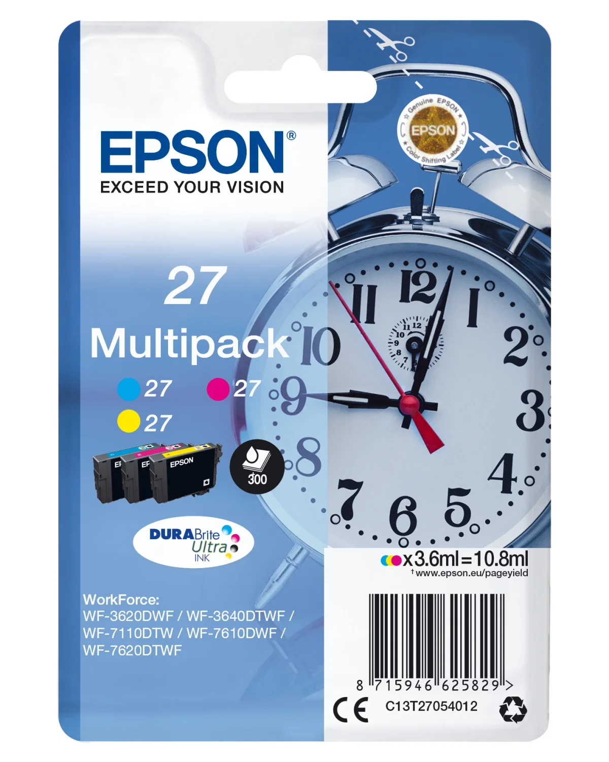 Epson Alarm clock C13T27054022 tinteiro 1 unidade(s) Original Ciano, Magenta, Amarelo