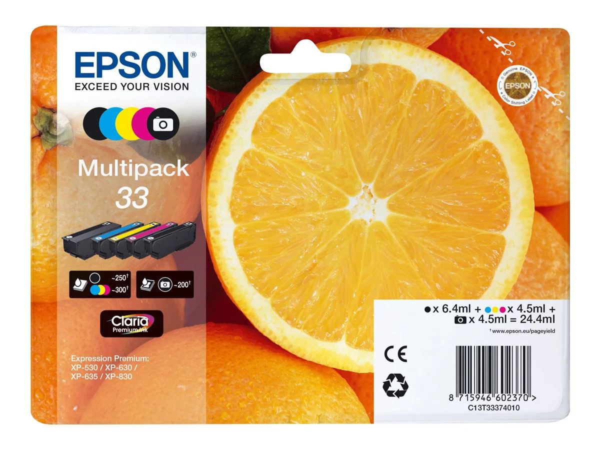 Epson T3337 (33) Pack de 5 Cartuchos de Tinta Original – C13T33374011