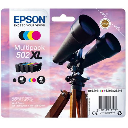 Multipack Tinteiro Epson 502XL - Preto | Ciano | Amarelo | Magenta - C13T02W64010