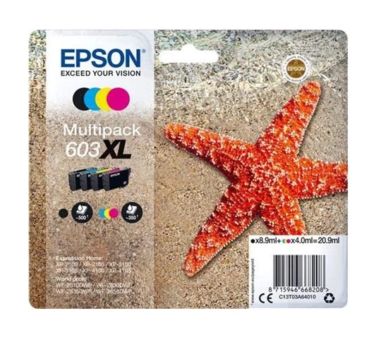 Tinteiro EPSON Multipack 603XL (4 Cores) - C13T03A64010