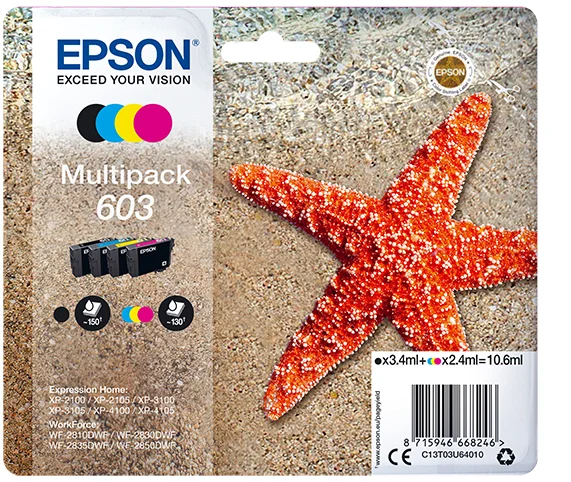 Tinteiro EPSON 603 Multipack 4 Cores + RF