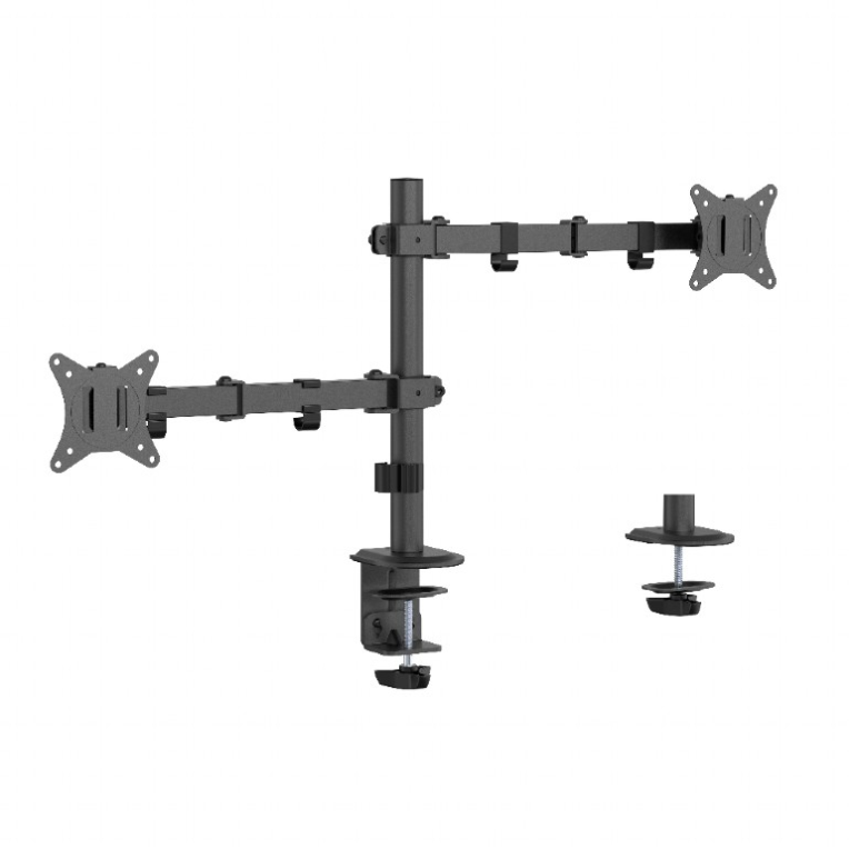 Suporte de Secretária Gembird MA-D2-03 Monitor Desk Mount Dual Arm (Rotação/Inclinação/Retração) 17" - 32" Preto