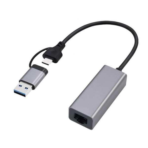 Gembird A-USB3AC-LAN-01 Adaptador de Rede USB 3.1 Tipo C Gigabit Ethernet Space Grey