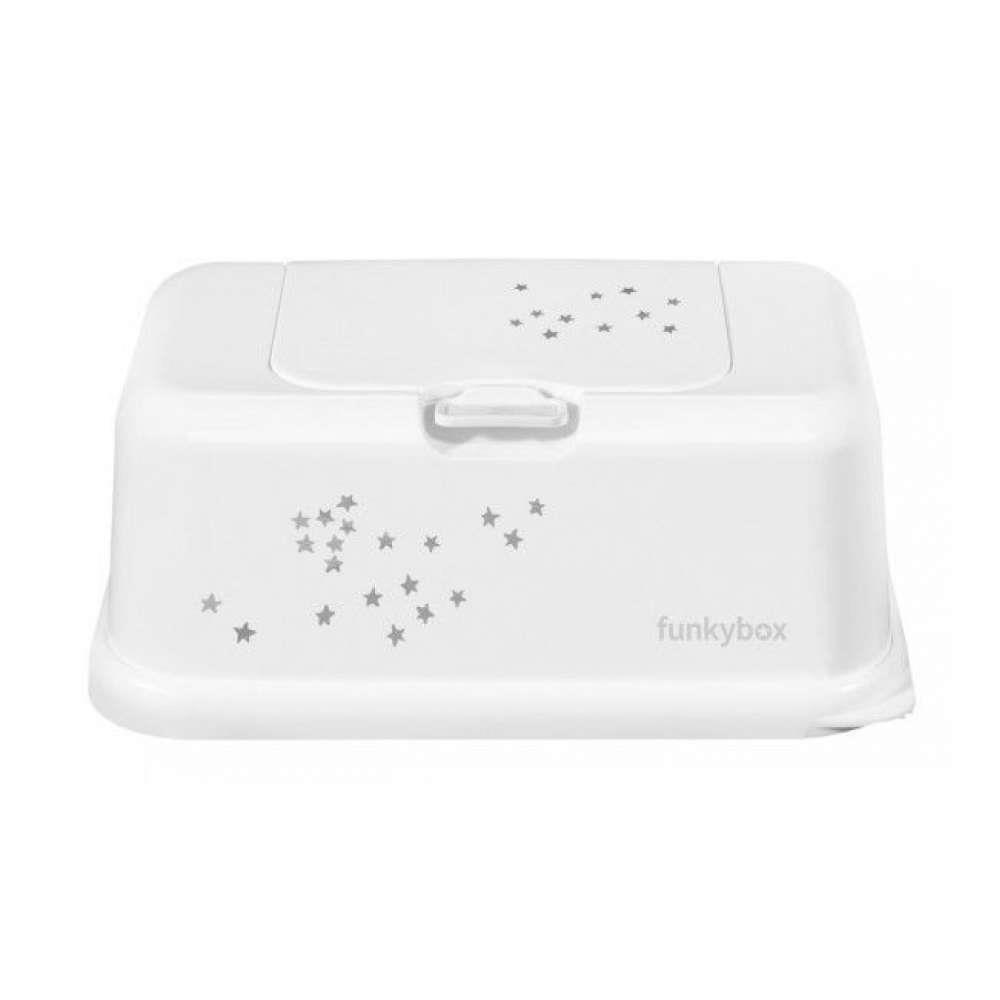 FunkyBox Caixa para Toalhitas Branca Estrelinhas Mate