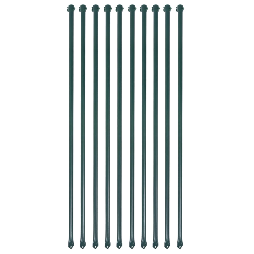 vidaXL Postes de jardim 10 pcs 1 m metal verde