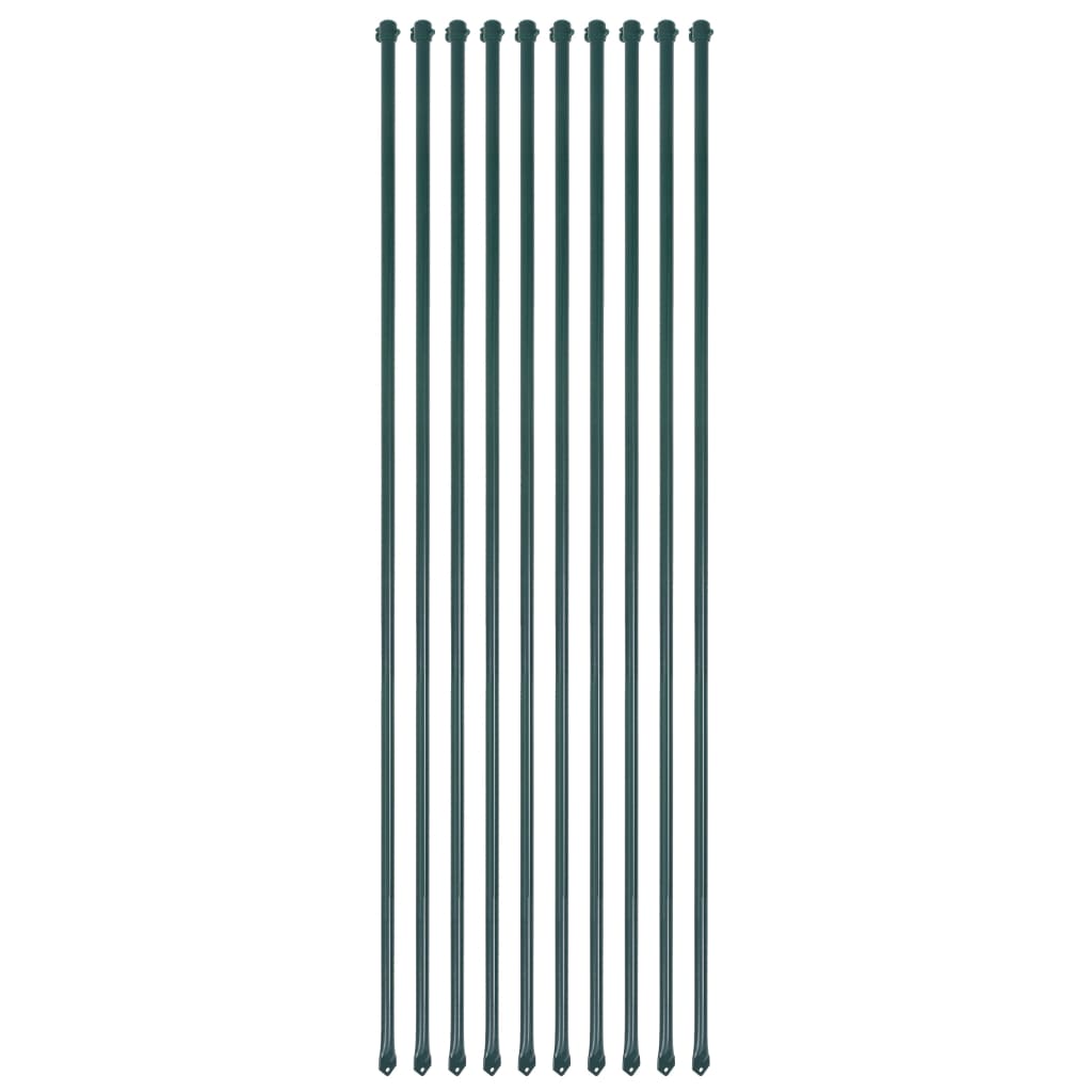 vidaXL Postes de jardim 10 pcs 1,5 m metal verde