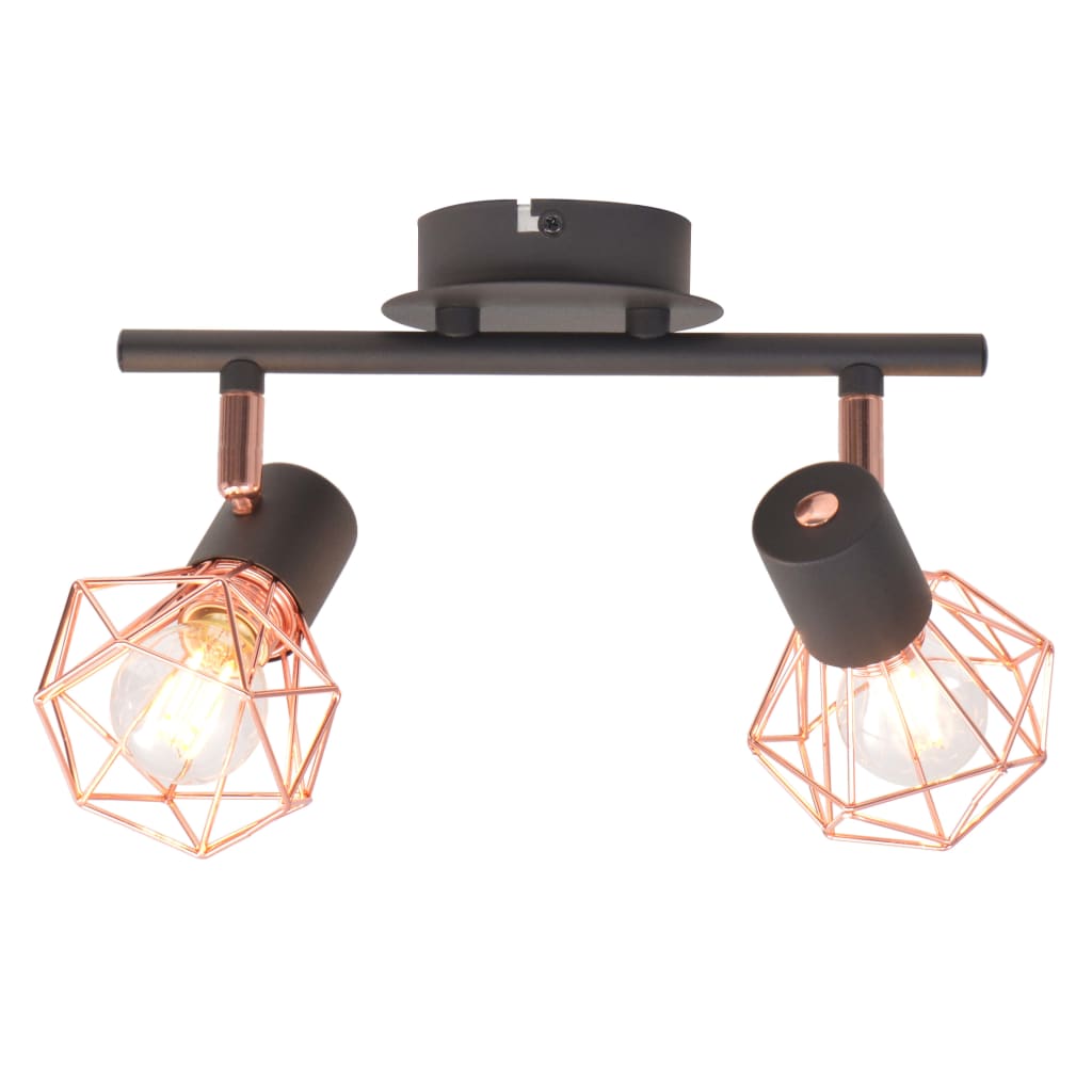 vidaXL Candeeiro de teto com 2 focos E14 preto e cobre