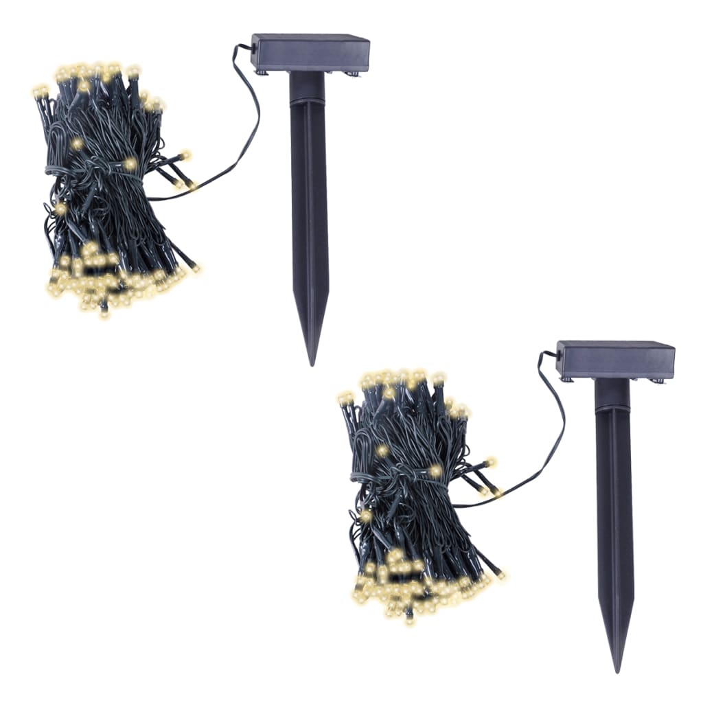 vidaXL Luzes de natal LED solares 2 pcs branco quente