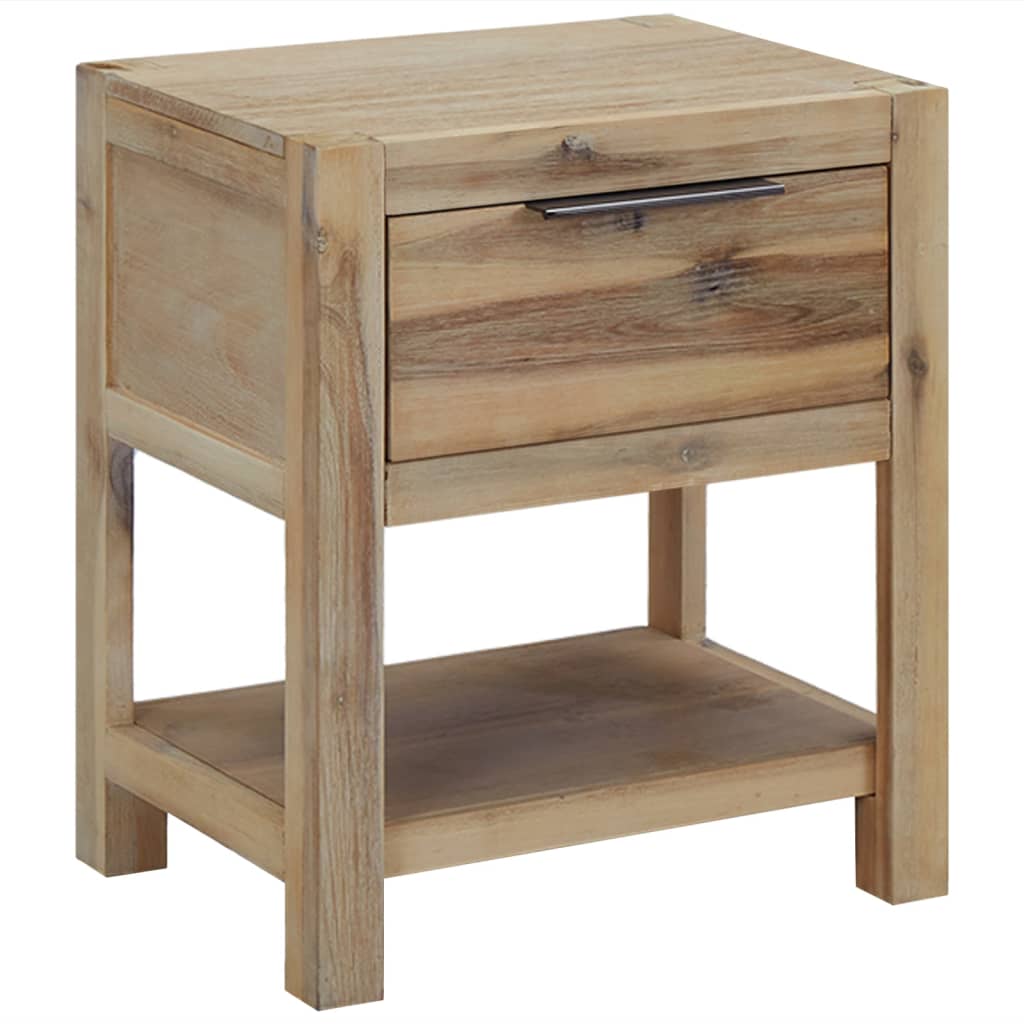 vidaXL Mesa de cabeceira c/ gaveta 40x30x48 cm madeira acácia maciça