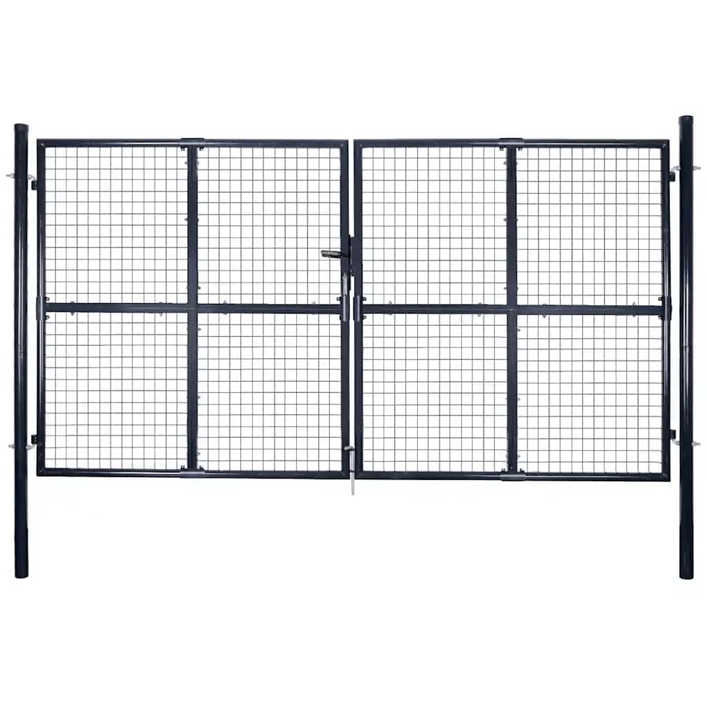 vidaXL Portão de jardim em tela de aço galvanizado 300x175 cm cinza